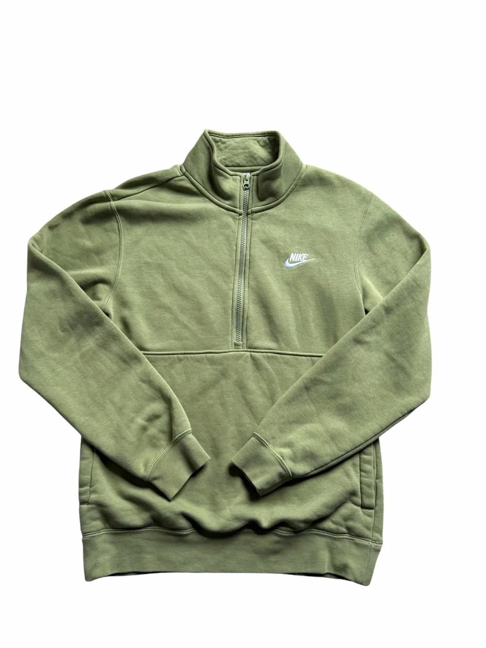 Nike Sportswear Club Fleece 1/4 Zip Pullover Sweatshirt Womens Small Green